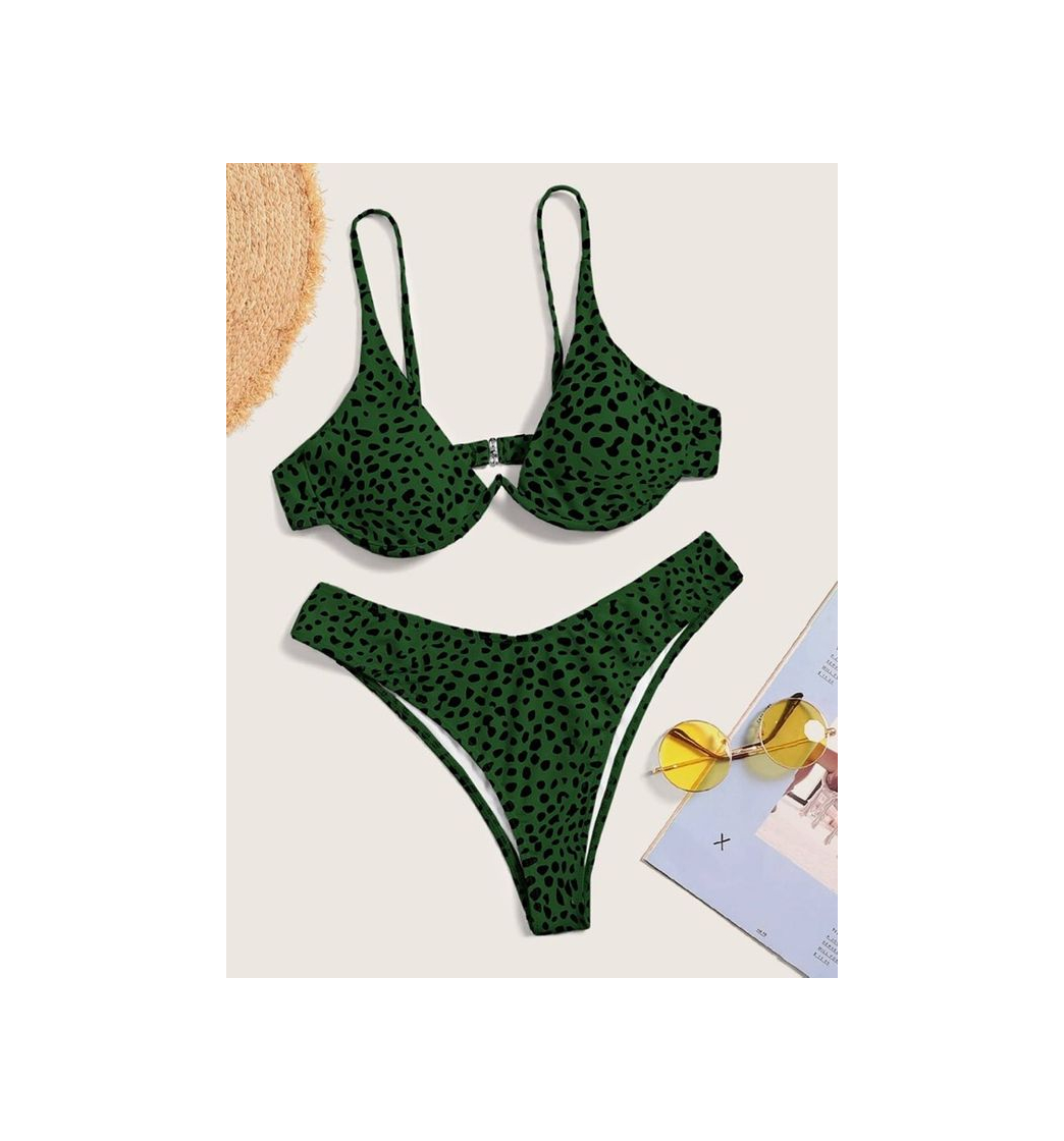 Social Bañador Bikini Cortado Alto Con Aro De Lunares