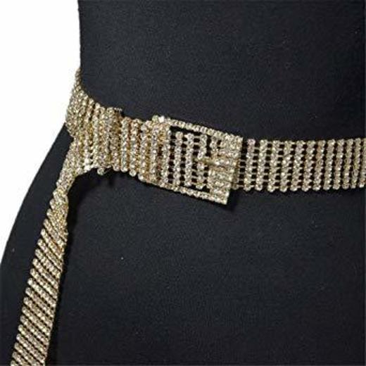 ACEBABY Moda Rhinestone lleno brillante cintura mujeres vestido de fiesta cinturón de