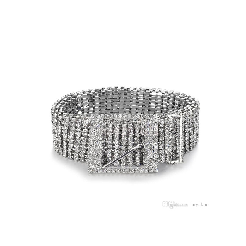 Fashion TonJin Cristal de plata Rhinestone Cinturón Cinturón Brillante Diamante Cadena de la