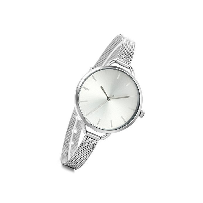 Moda Lancardo Reloj Analógico Elegante con Correa de Acero Inoxidable Súper Fino Dial