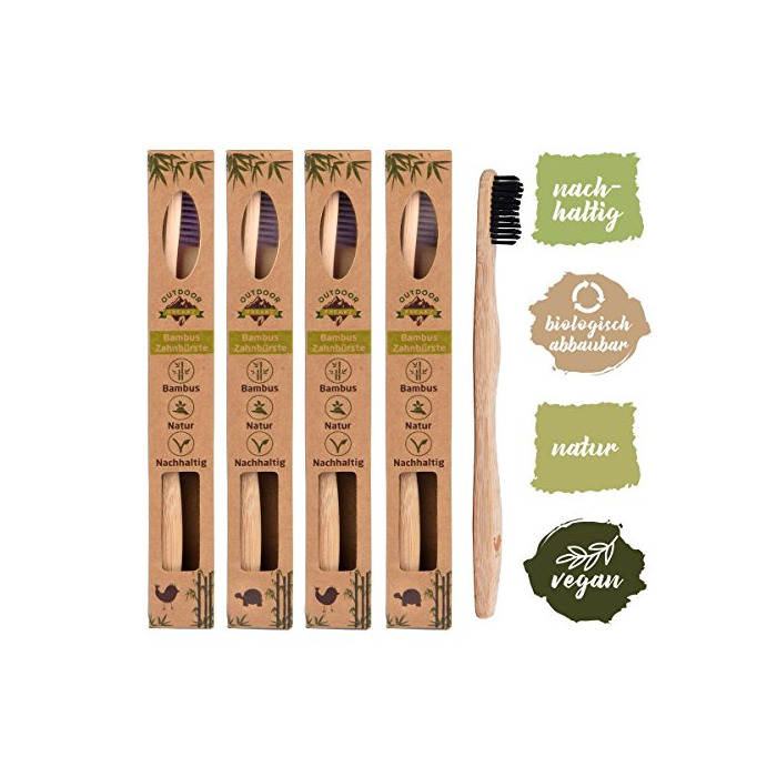 Social Set de 4 cepillos de dientes madera de Bambú