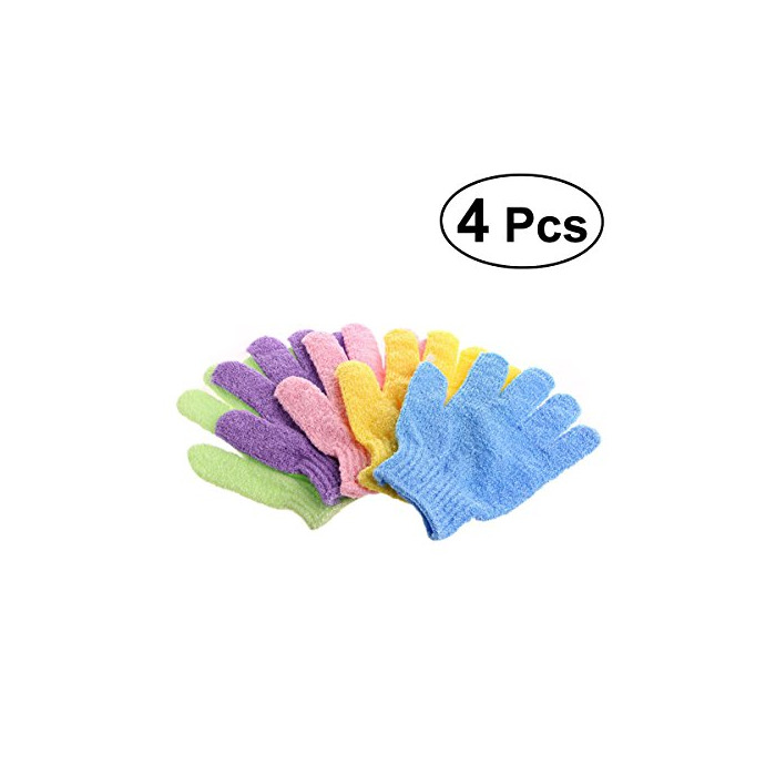 Belleza Frcolor 4 pares de ducha Exfoliante baño guantes Nylon ducha guantes Scrub