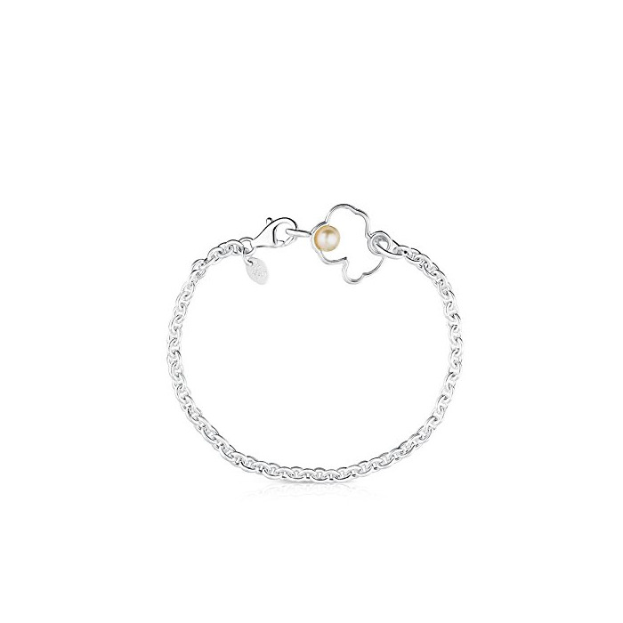 Moda TOUS Pulsera cadena Mujer con silueta de Plata y perla. Largo