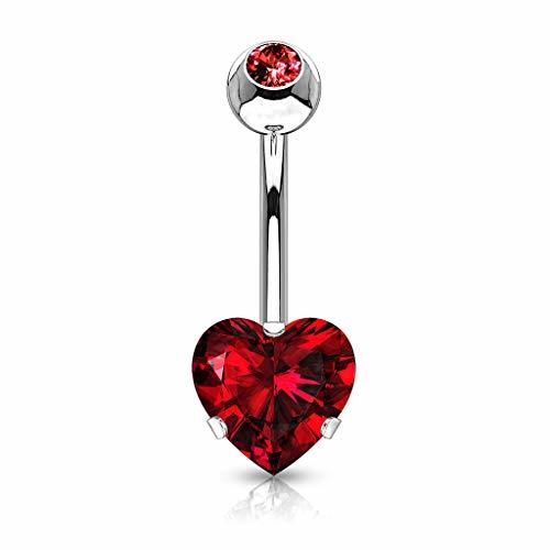 Social HBJ Unisexo Bananabell Piercing En El Ombligo Corazón Acero Inoxidable Zirconia Rojo