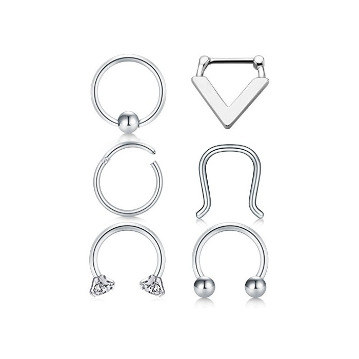 Fashion MODRSA Acero quirúrgico 316L Septum Piercing Nariz Anillo Cartilage Oreja Tragus Retainer