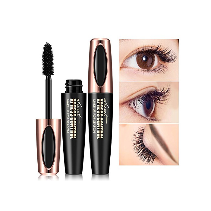 Belleza Mallalah 4D Fibra de Seda Pestañas Negro Impermeable Máscara Extensión Maquillaje Pestañas