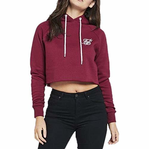 Moda Sik Silk Raw Hem Cropped Raglan Hoodie - Red