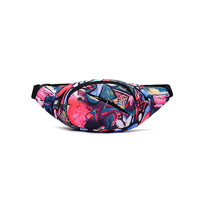 Producto Riñonera lienzo 3-zipper Fanny Pack cintura bolsa con correa ajustable para correr