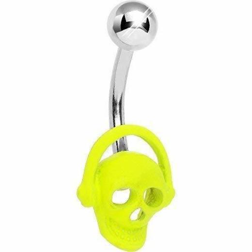 BodyCandy Amarillo Neón Mecedora Fuera Calavera Ombligo Piercing de Ombligo