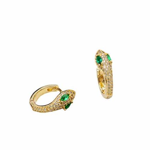 Layxi 1 Par Pequeños Earrings Verde Rhinestone Aretes Oro Serpiente Pendientes Aros