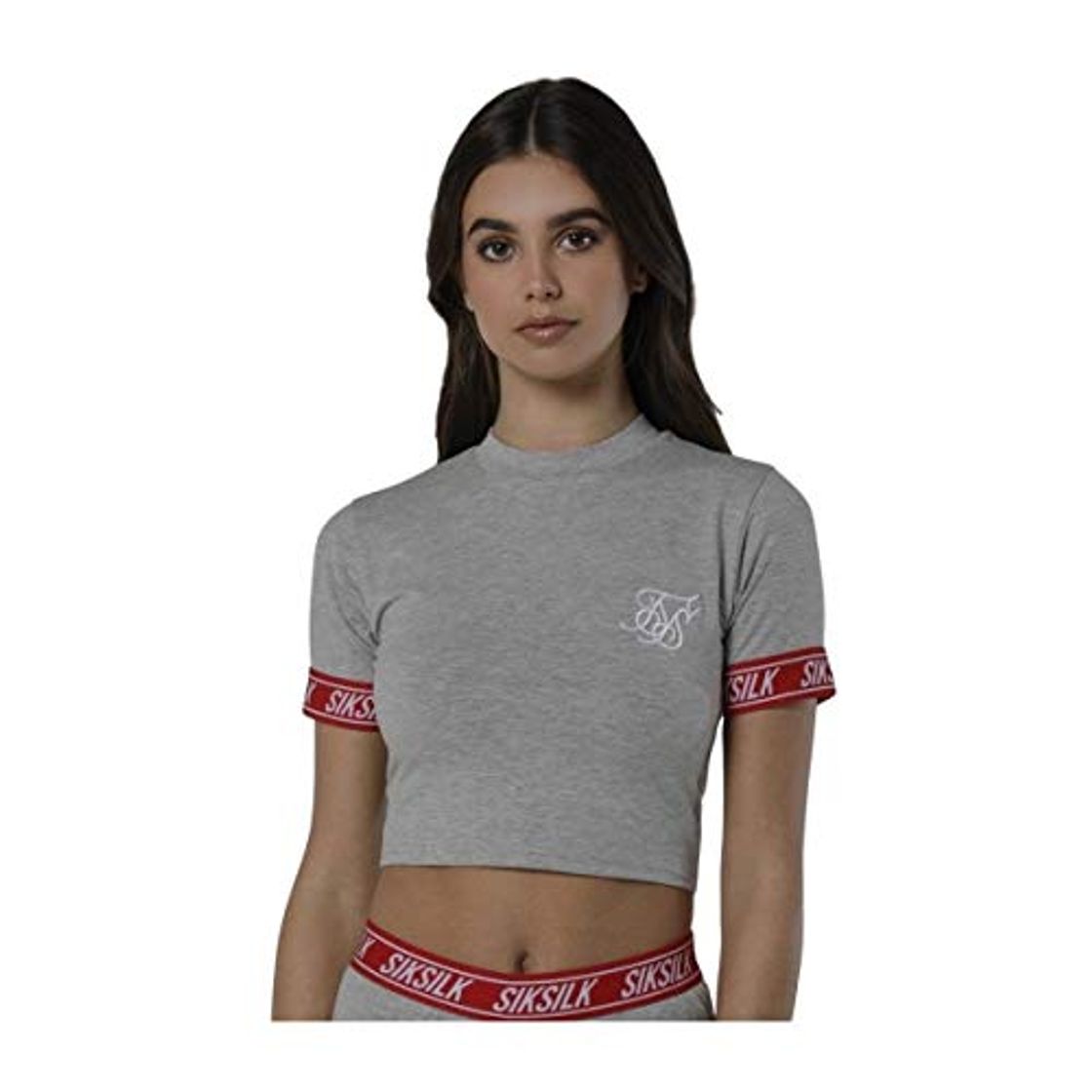 Lugar Sik Silk Camiseta Elastic Cuff Crop Gris