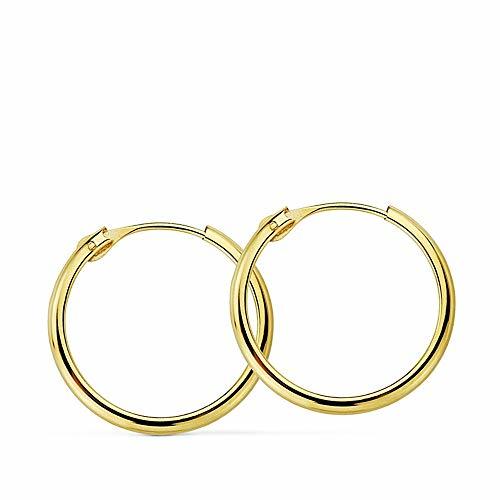 Moda Pendientes oro 18k aros lisos ligeros 10mm