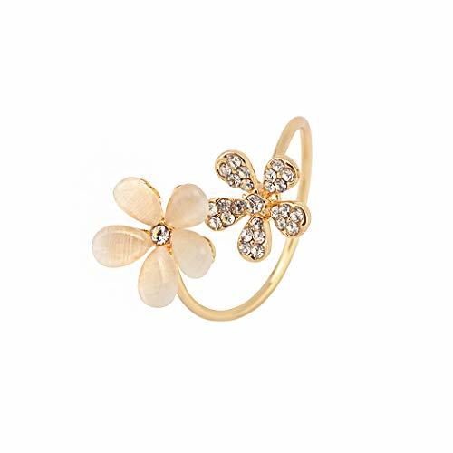 Social La flor del circonio cúbico de oro rosa apila los anillos midi