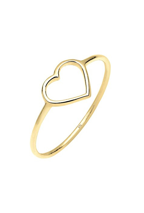 Moda Elli PREMIUM Damen-anillo de apilamiento corazón 375 oro amarillo