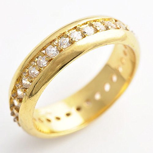 Electronics ANILLO ORO AMARILLO DE 18 KILATES MUJER TALLA 14 CON DIAMANTES ENGARZADOS