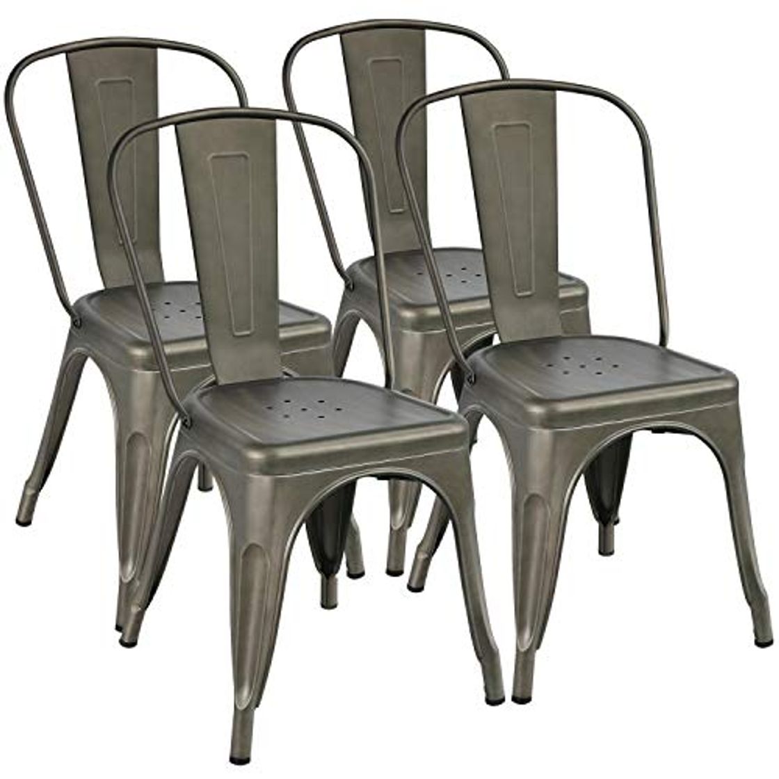 Social Yaheetech Set de 4 Taburetes de Bar Sillas Industriales Altura 45 cm
