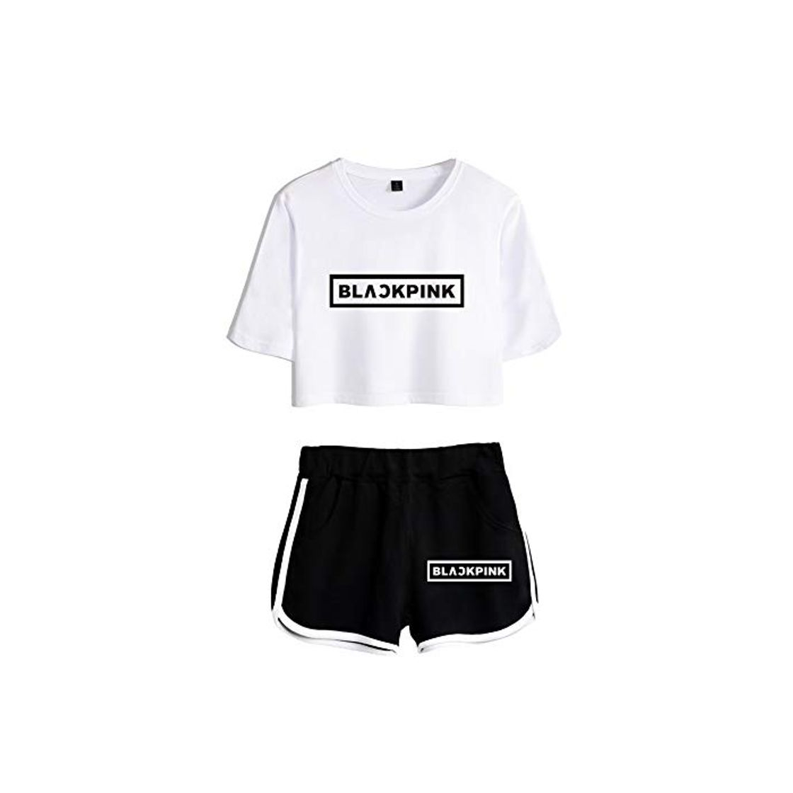 Fashion Blackpink KPOP Ropa JISOO Lisa Rose Jennie Camiseta Set Expuestos Pantalones Cortos