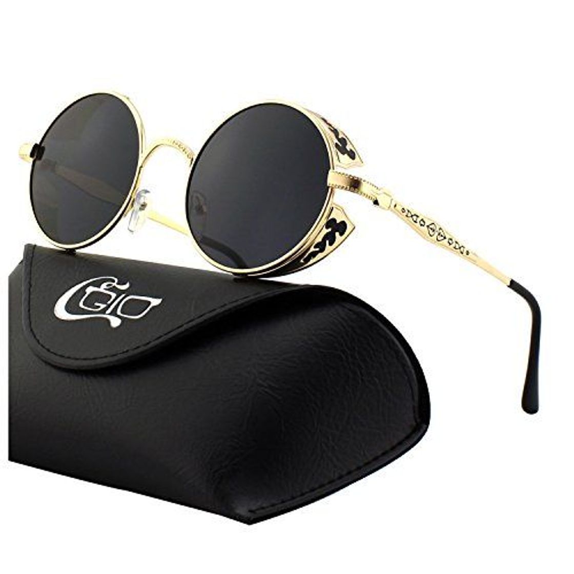 Moda CGID E72 Steampunk estilo retro inspirado círculo metálico redondo gafas de sol polarizadas para hombres