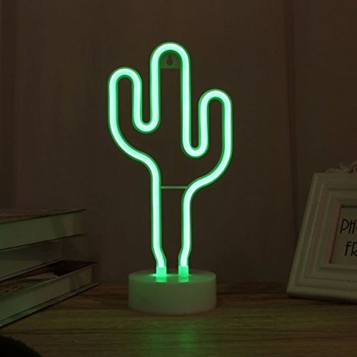 LEDMOMO Lámpara de Mesa con luz Nocturna LED Cactus con Forma de luz Decorativa Ambiente Luz de señal de neón Habitación Dulce con decoración de la habitación