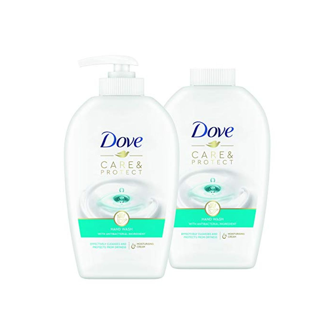 Producto Dove Jabón de manos Care & Protect con dosificador y recambio 2x250 ml 500ml