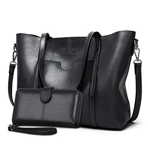 Bolsos de Mujer Bolso Bandolera Tote Grande De Hombro Bolsos PU Cuero