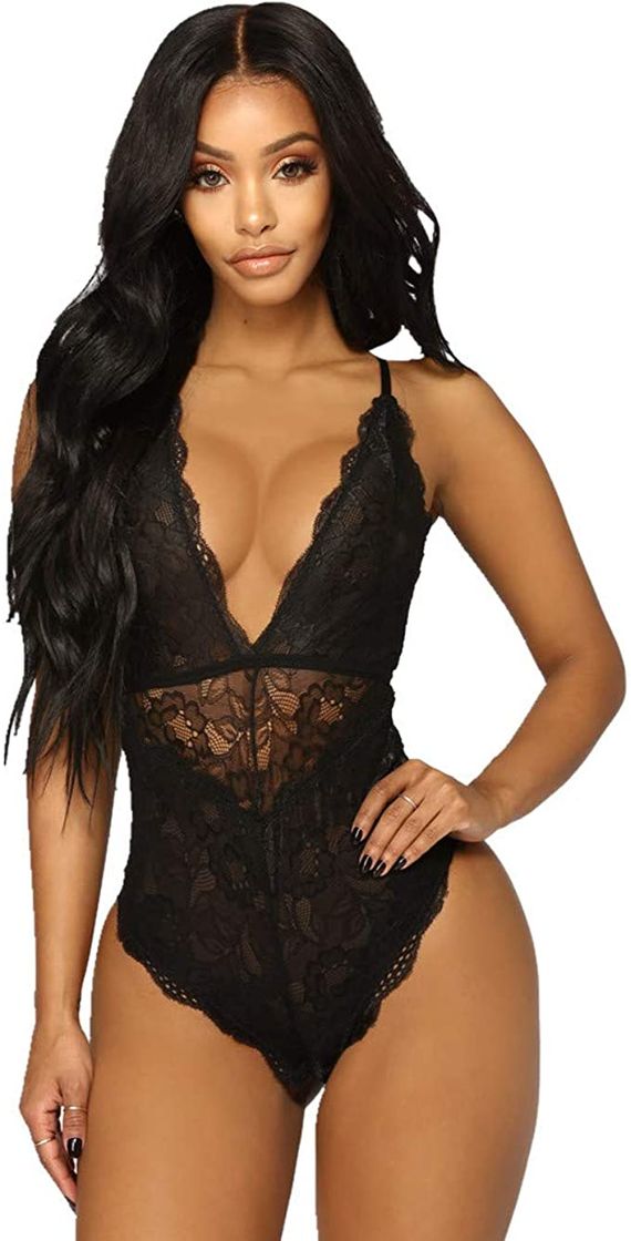 Fashion Evelife Body Encaje Mujer Sexy Teddy Bodysuit Ropa Interior V Profundo Snap