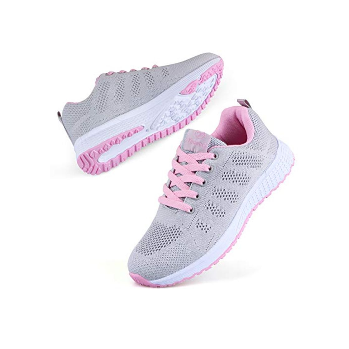 Fashion Decai Mujeres Zapatillas de Deportivos de Running para Mujer Gimnasia Ligero Sneakers Malla Transpirable con Cordones Zapatillas Deportivas para Correr Fitness Atlético Caminar Zapatos Rosa 38 EU