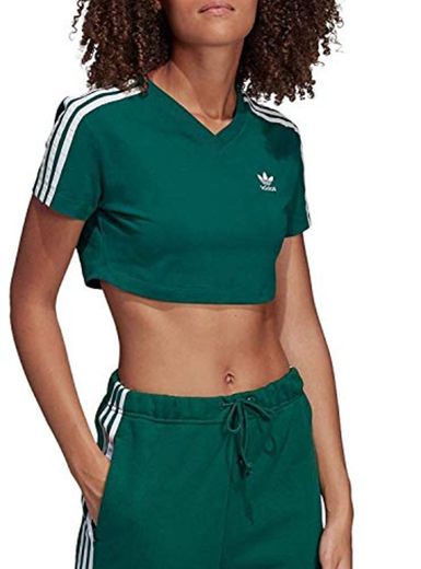 adidas Cropped tee Camiseta, Mujer, Verde
