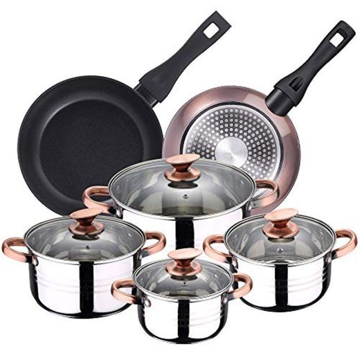 Bergner PK1924 batería de Cocina 4 cacerolas con Tapas de Vidrio, más