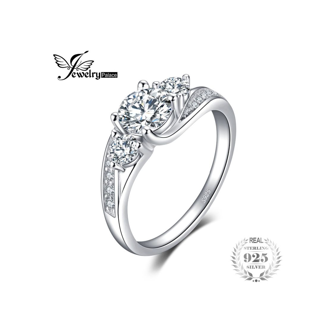 Fashion JewelryPalace Anillo Nupcial Conjunto de 3 Piedra Zirconia cúbica de Boda Plata de ley 925