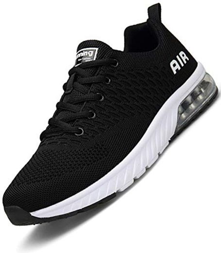 Aire Zapatillas Fitness Hombre Zapatos Deportivos para Casual Correr Transpirables Gimnasio Sneakers Negro 44 EU
