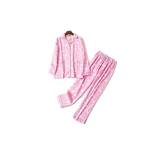 Conjunto de Ropa de Dormir Pijamas de Invierno para Mujer Camisa de Manga Larga Pantalones Casual Dibujos Animados Cálido Casual Mom Homewear Style 3 L