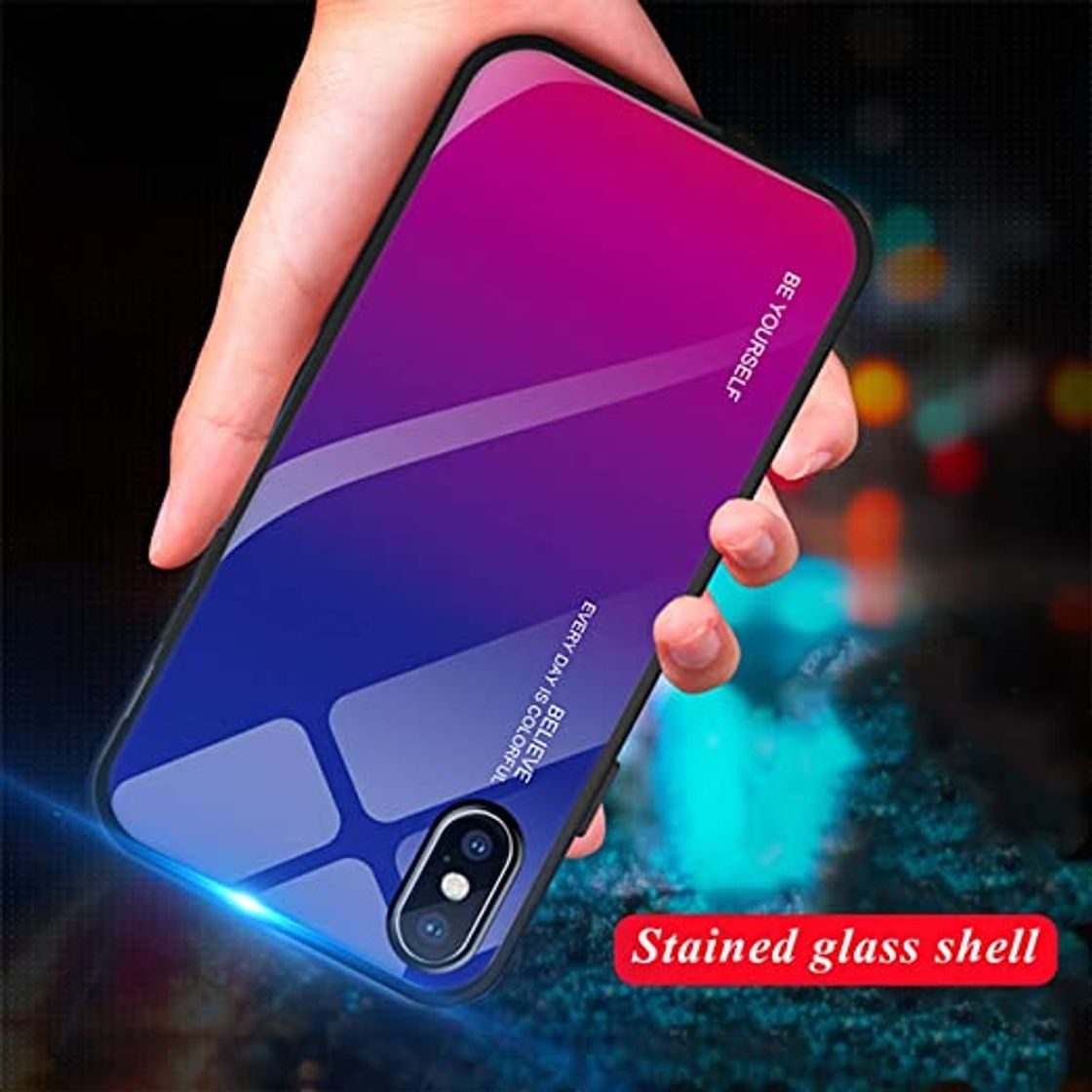 Producto Hexcbay Funda iPhone X/XR, Estuche para teléfono de Vidrio Templado 9H con