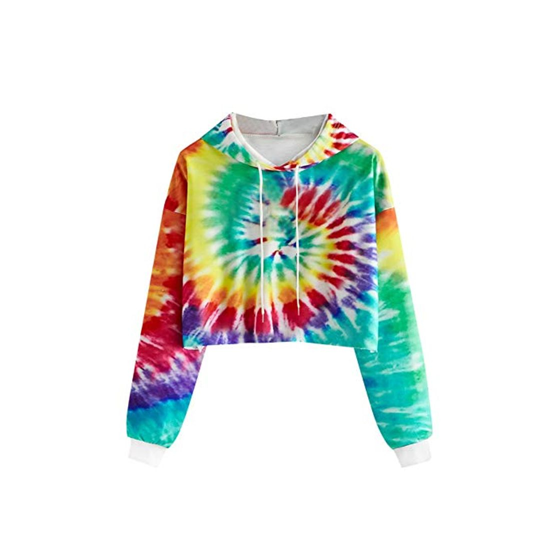 Moda vestidos StreetStyle Sudadera de las Mujeres de Manga Larga Tie Dye Crop Sudadera con Capucha Garabatos Patchwork Pullover Sudadera Moletom Feminina Moda