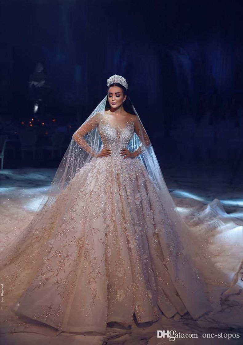 Moda NO BRAND Vestido de novia de la princesa de Bling Bling Cristales