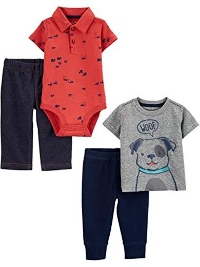 Simple Joys by Carter's 4-Piece Bodysuit, Top, Pant Set Infant-and-Toddler-Pants-Clothing-Sets, Perro