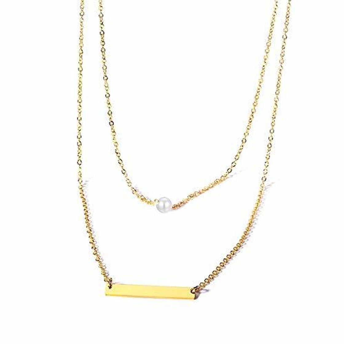 Moda GVDHB Collar De Perlas Colgante De Barra Cadenas Largas Dobles Charm Colares