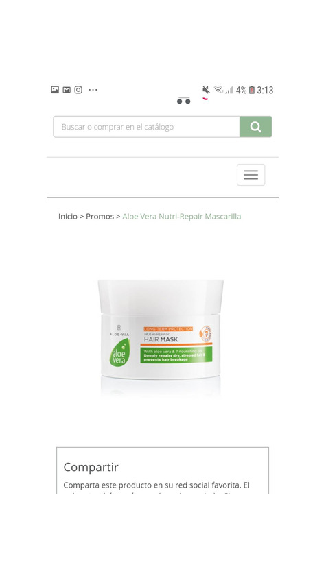 Product Mascarilla Aloe Vera Nutri Repair LR