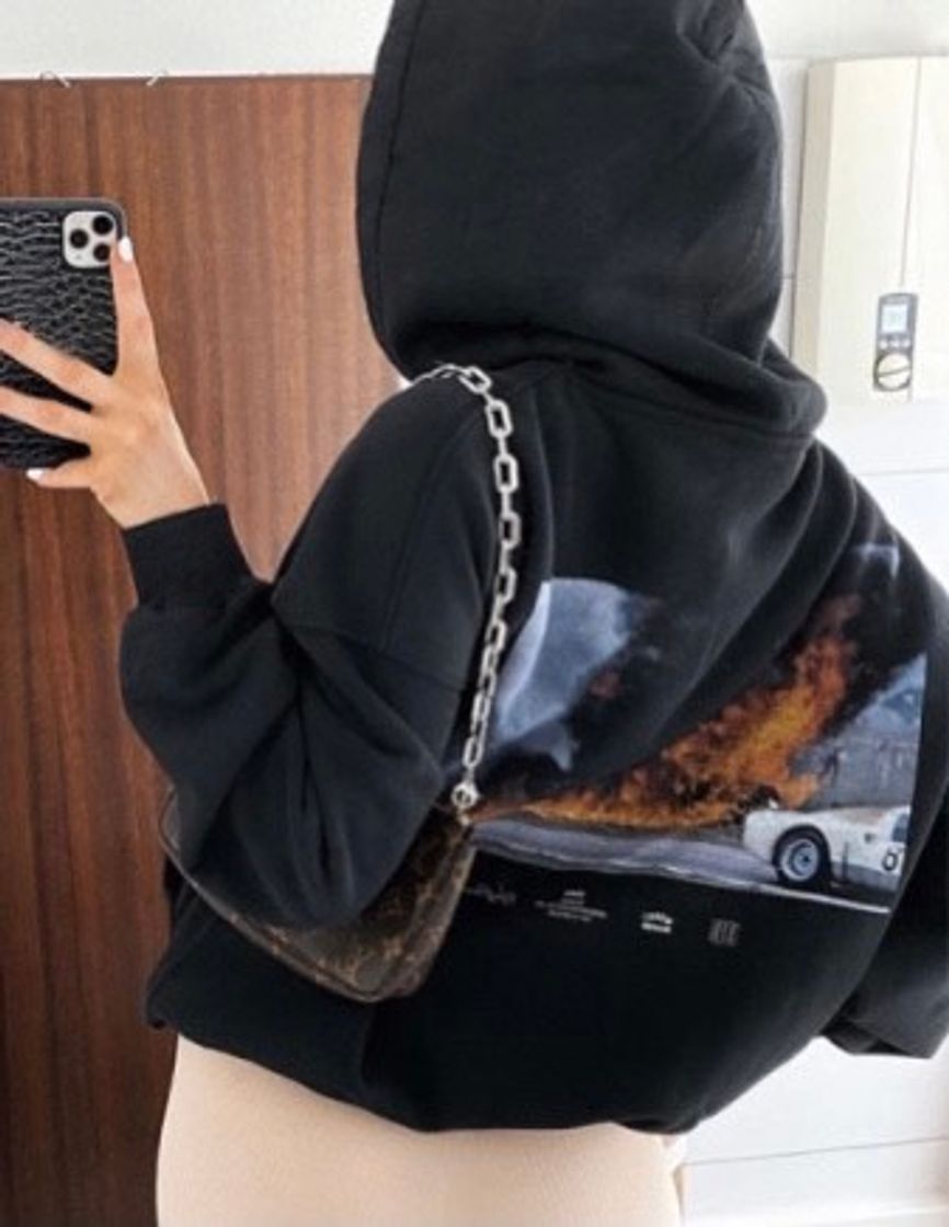 Social Sudadera con estampado en el espalda