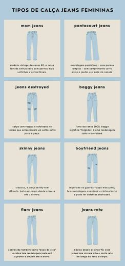 Tipos de calças jeans feminina 