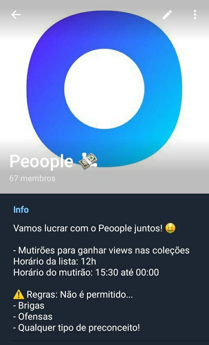 Moda Grupo do Peoople no Telegram 👇🏻