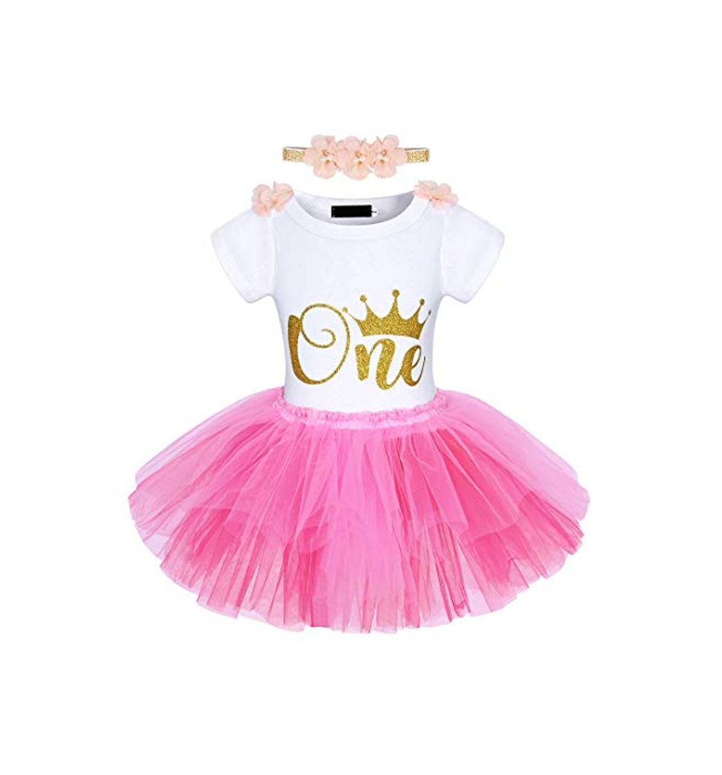 Fashion AmzBarley Bebé Niña Vestido Cumpleaños Treaje Falda Romper Diadema My 1st Birthday Primer Cumpleaños Mameluco Disfraz Fiesta Carnaval Venda