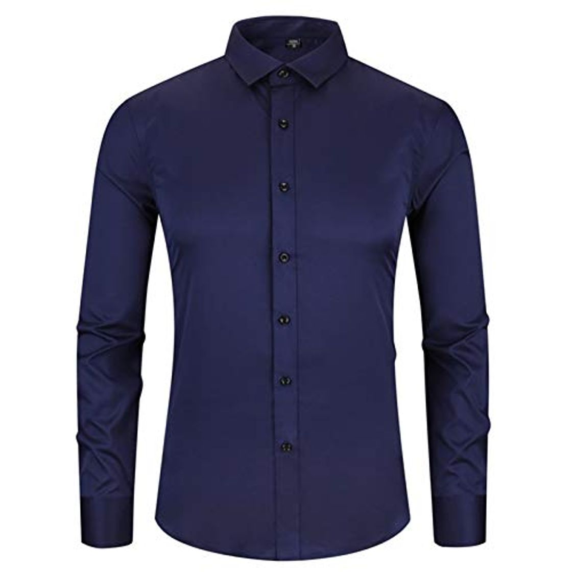 Moda Elasticidad Vestido Del Ajuste Delgado Ocasional De Los Hombres Camisa Con Mangas