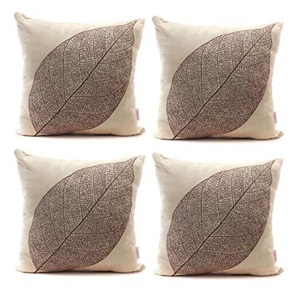 Productos Luxbon Conjunto de 4 Funda de Cojín 45x45cm Almohada Vena de Hoja Lino Duradero Decoración para Sofá Cama Coche Regalo del día de la Madre 18x18