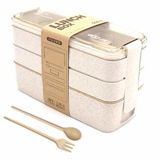 Lunch Bento Box, Fambrera Infantil Paja de Trigo loncheras BPA Gratis, Lonchera