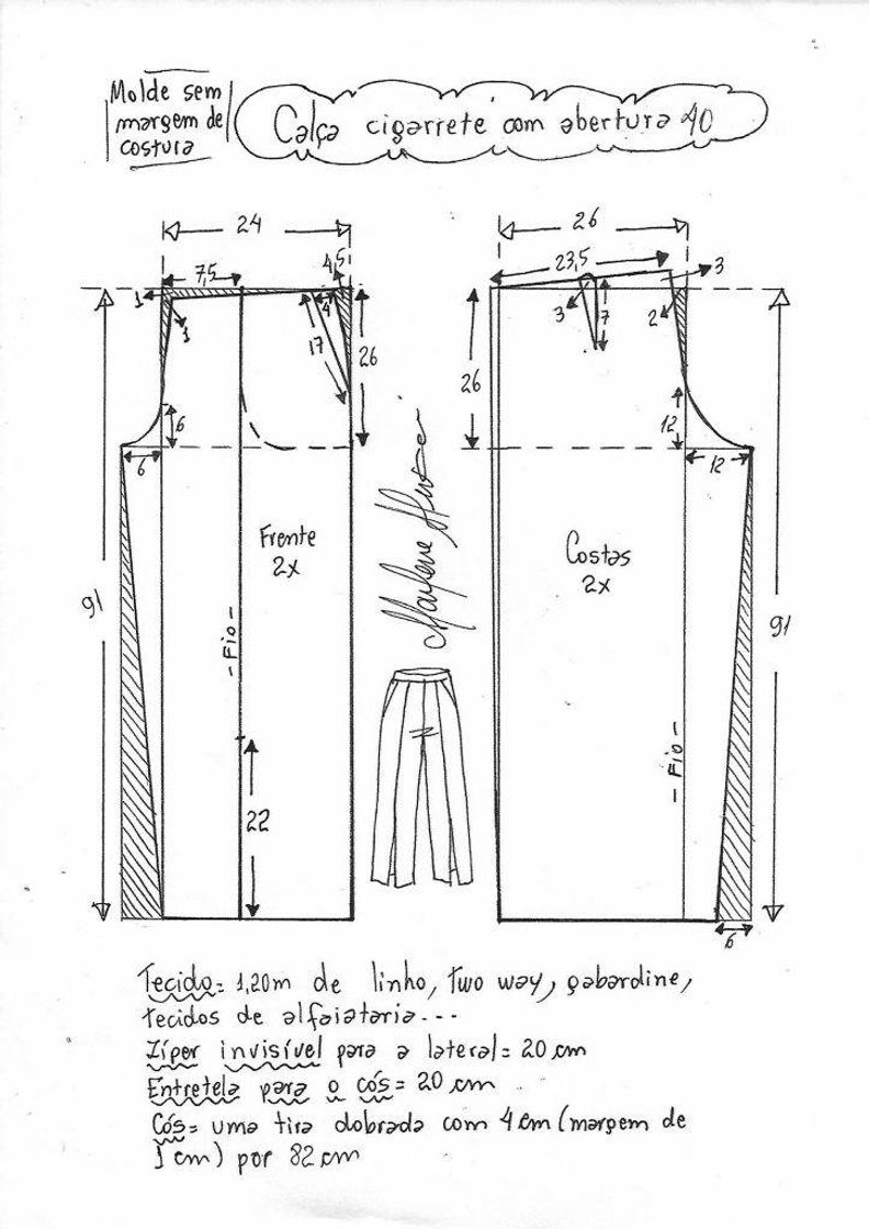 Fashion Calça pantacourt com abertura – Marlene Mukai