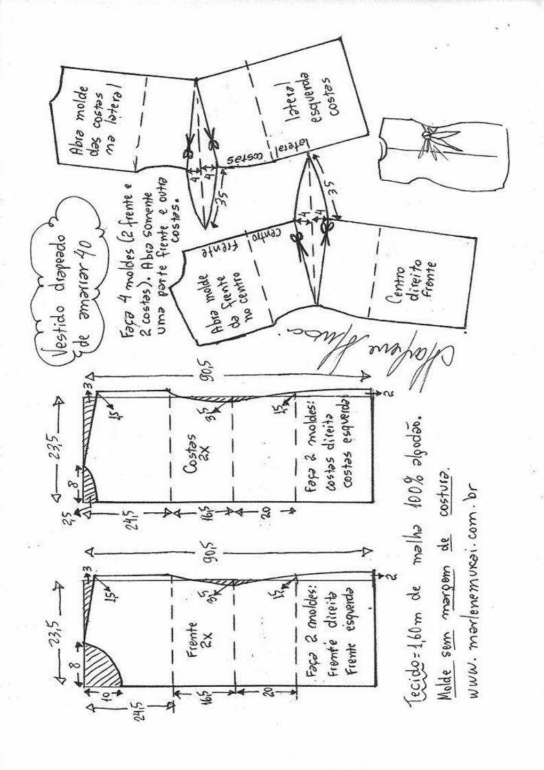Social Vestido drapeado manga japonesa de amarrar na cintura – Marlene ...