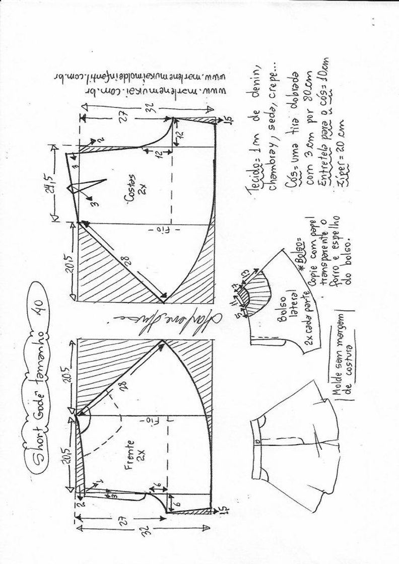 Social Short saia evasê tipo godê – Marlene Mukai