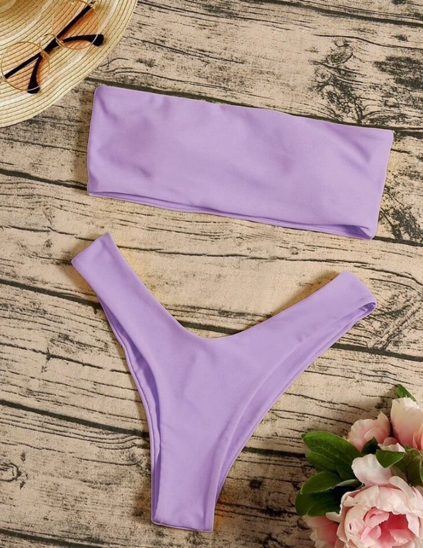 Product Sets De Bikini Liso Morado Sexy