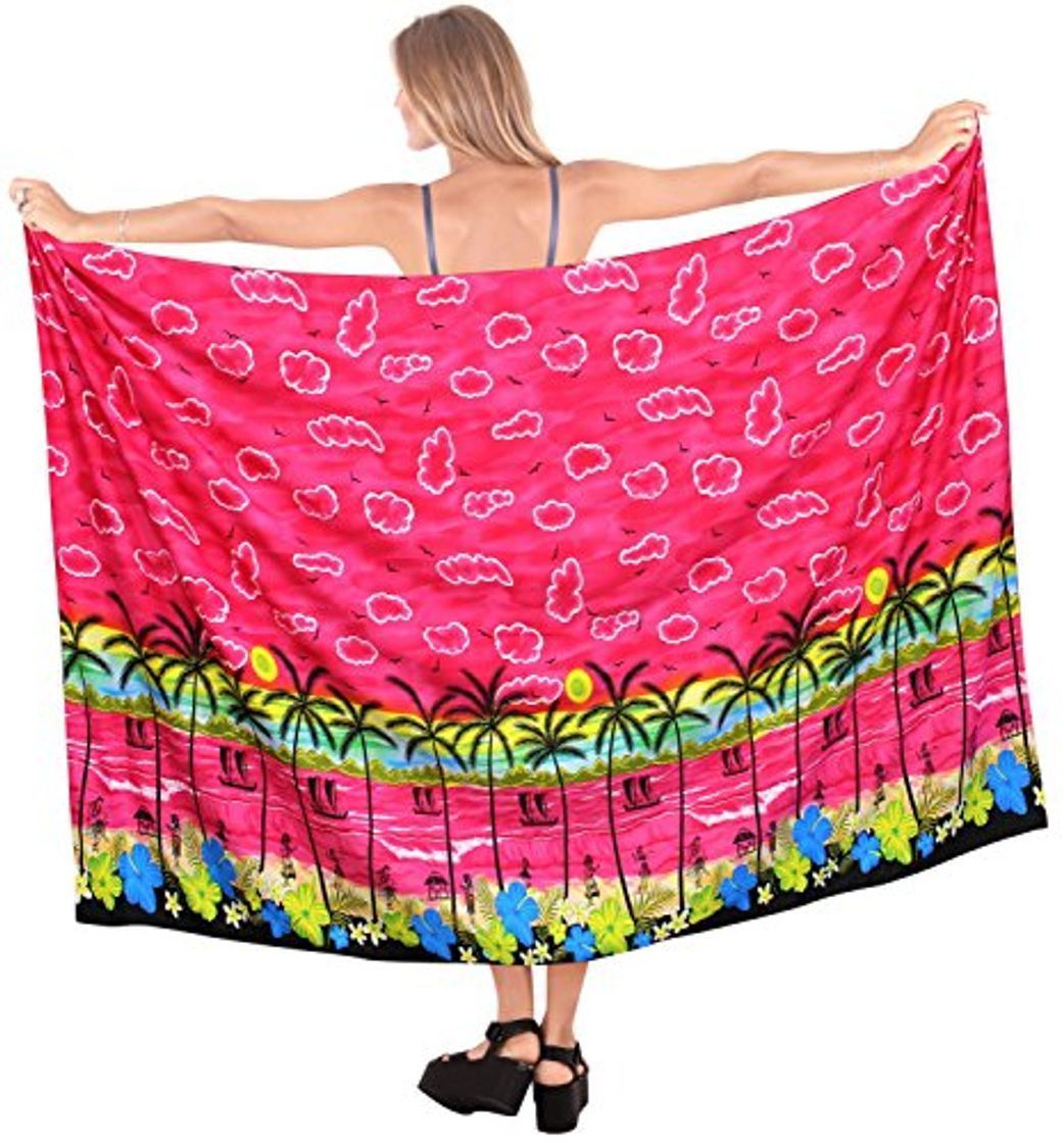 Producto LA LEELA Regalos Sarong Pareo envuelven Traje de baño del Traje de baño Traje de baño Hawaiano Encubrir Las Mujeres se Visten de Color Rosa alohawear